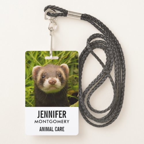 Cute Brown Ferret in the Grass Badge