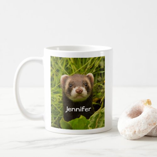 Cute Brown Ferret in the Grass Coffee Mug