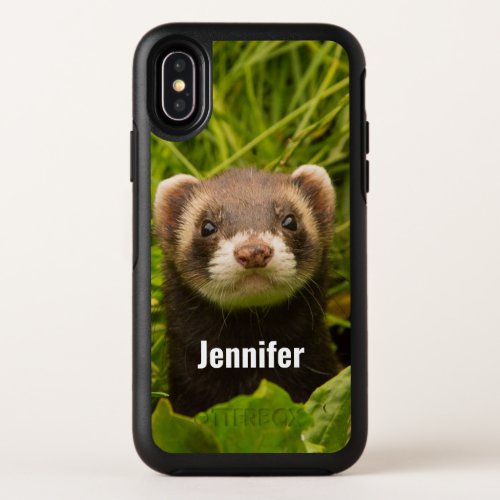 Cute Brown Ferret in the Grass OtterBox Symmetry iPhone X Case