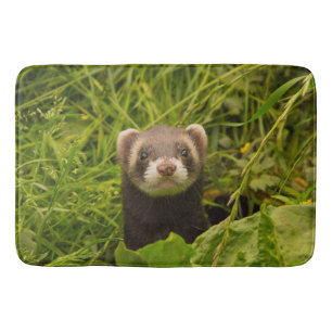 Cute Brown Ferret in the Grass Photo Bath Mat