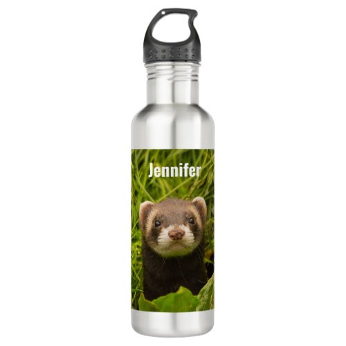 Cute Brown Ferret in the Grass Stainless Steel Water Bottle