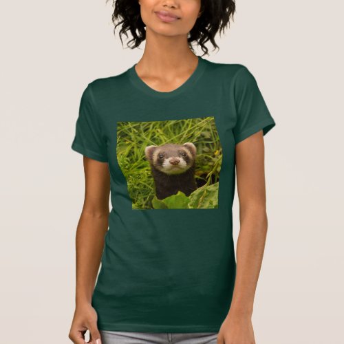 Cute Brown Ferret in the Grass T_Shirt
