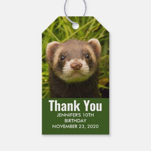 Cute Brown Ferret in the Grass Thank You Birthday Gift Tags
