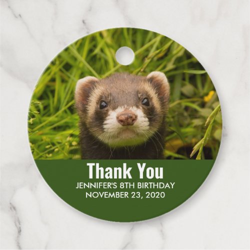 Cute Brown Ferret in the Grass Thank You Favor Tags