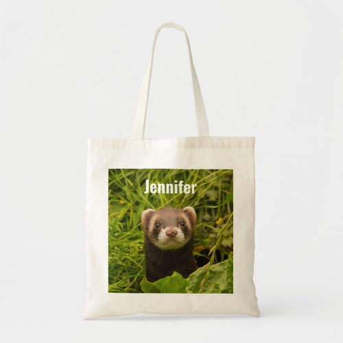 Cute Brown Ferret in the Grass Tote Bag