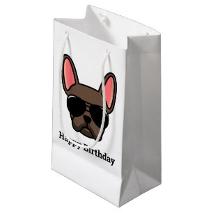 Cute Brown French Bulldog Face Small Gift Bag