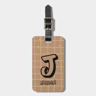 Cute Brown Gingham Luggage Tag