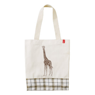 Cute Brown Giraffe Illustration Zazzle HEART Tote Bag