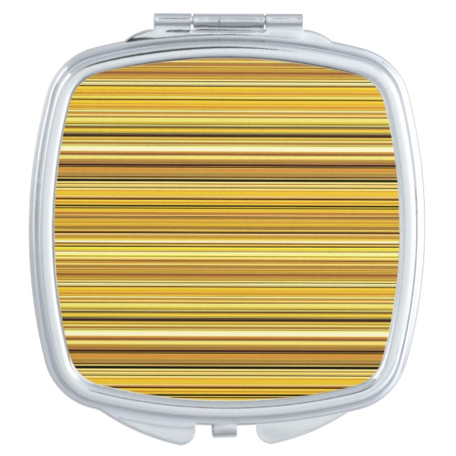 Cute brown golden stripes compact mirror (Front)