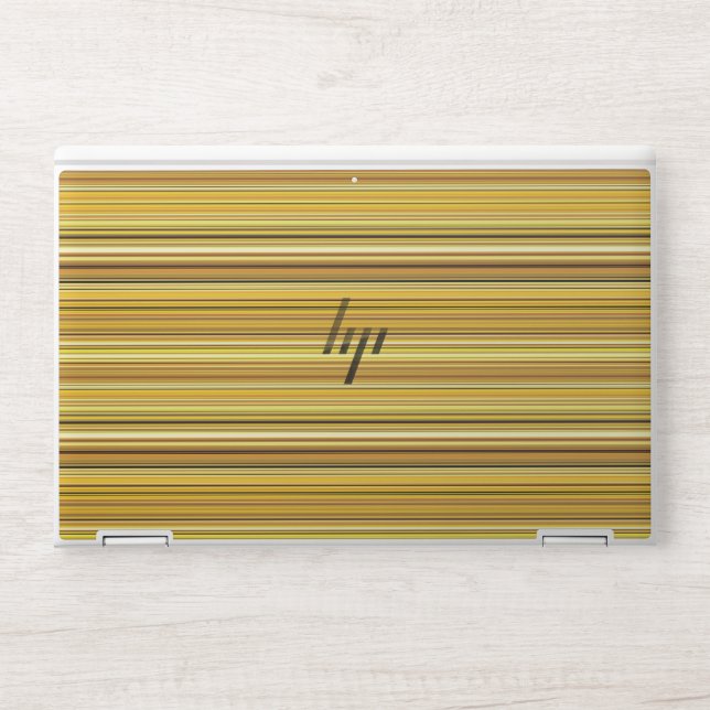 Cute brown golden stripes HP laptop skin (Front)