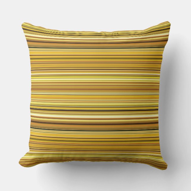 Cute brown golden stripes throw pillow (Front)
