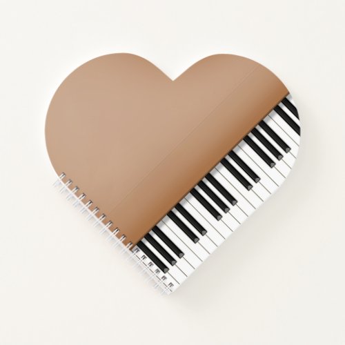 Cute Brown Grand Piano Heart Shaped Notebook