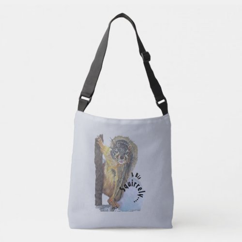 Cute Brown Grey Realistic Squirrel Art Crossbody Bag