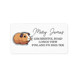 Cute brown Guinea Pig Pet Return Address Label