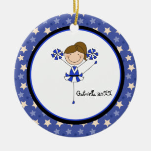 Cute Brown Haired Cheerleader Christmas Ornament