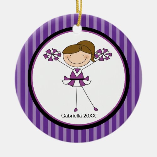 Cute Brown Haired Cheerleader Christmas Ornament