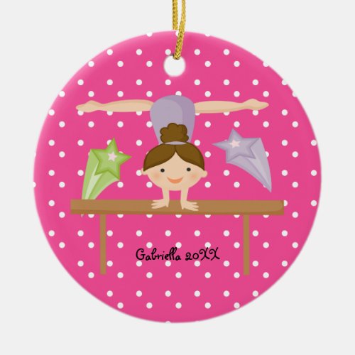 Cute Brown Haired Gymnast  Christmas Ornament