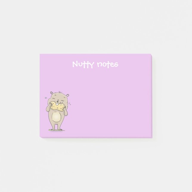 Cute brown hamster eating a peanut cartoon post-it notes (Front)