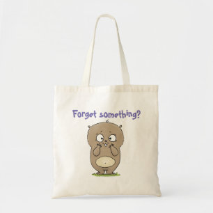 Cute brown hamster forget something cartoon tote bag