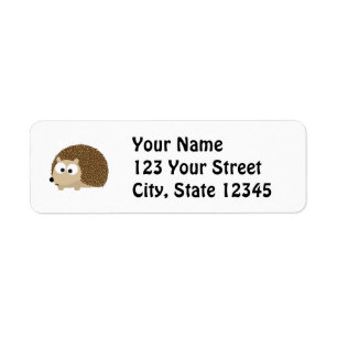 Cute Brown Hedgehog Label