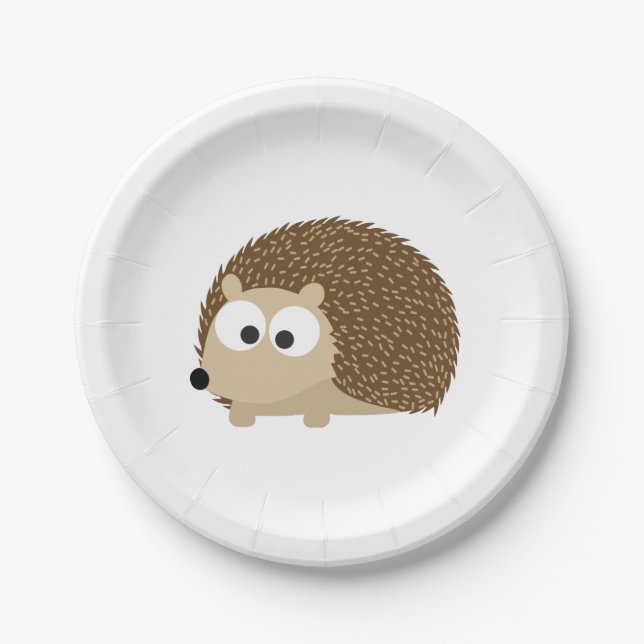 Cute Brown Hedgehog Paper Plates (Front)