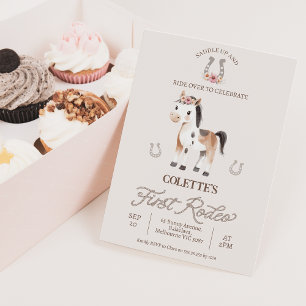 Cute Brown Horse First Rodeo 1st Birthday  Invitation