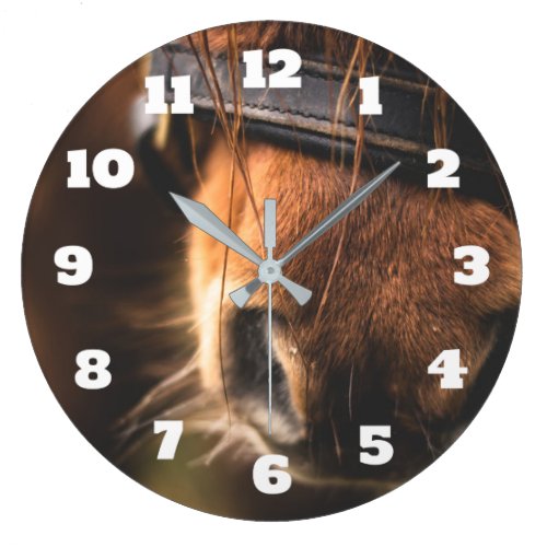 Cute Brown Horse Nose Large Clock