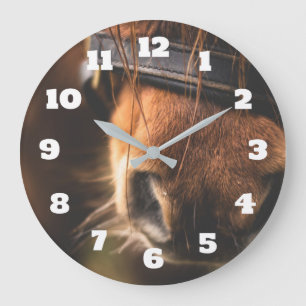 Cute Brown Horse Nose Large Clock