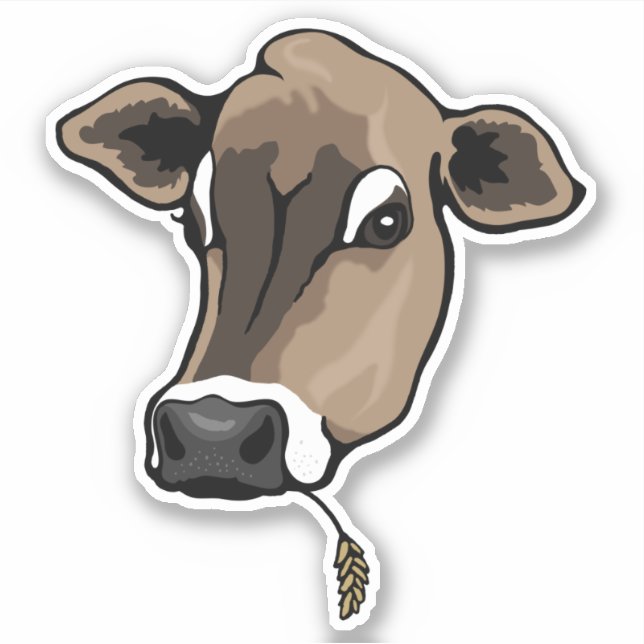 Cute Brown Jersey Cow Sticker (Front)