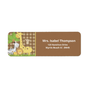 Cute Brown Jungle Animals Label