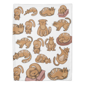 Cute Brown Kitty Cats Doing Lotsa Things Duvet Cover