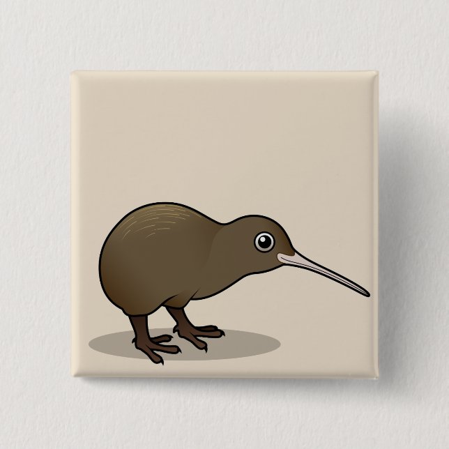 Cute Brown Kiwi from New Zealand Button (Front)