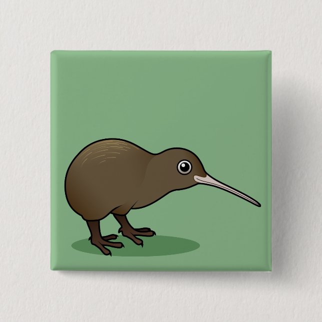 Cute Brown Kiwi from New Zealand Pinback Button (Front)