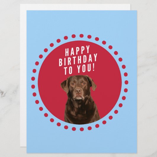 Cute Brown Labrador Retriever Dog Happy Birthday (Front/Back)