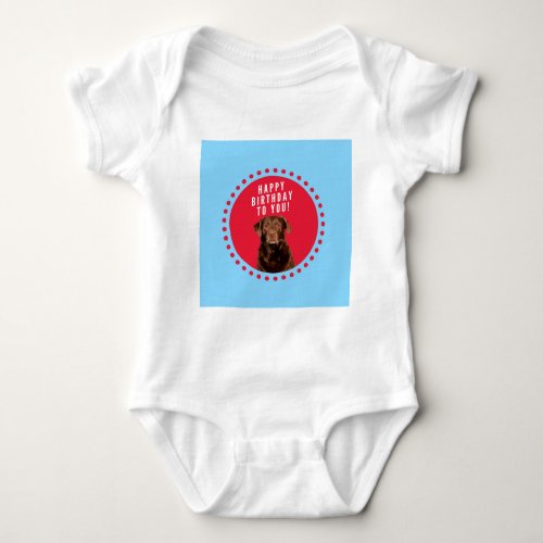 Cute Brown Labrador Retriever Dog Happy Birthday Baby Bodysuit