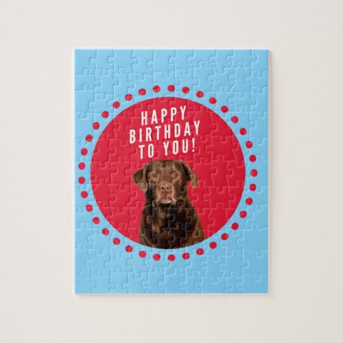 Cute Brown Labrador Retriever Dog Happy Birthday Jigsaw Puzzle