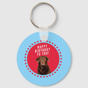 Cute Brown Labrador Retriever Dog Happy Birthday Keychain
