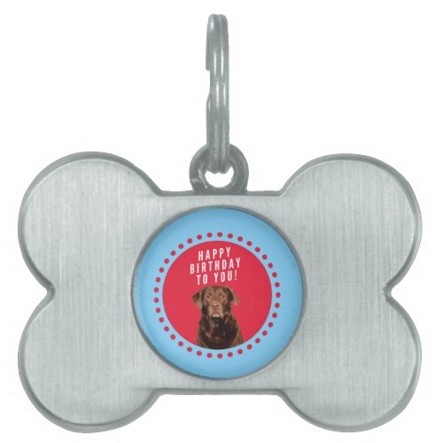 Cute Brown Labrador Retriever Dog Happy Birthday Pet Name Tag