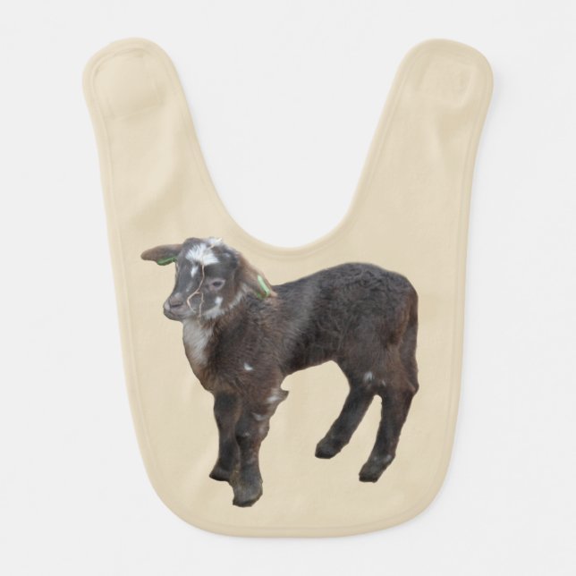 Cute Brown Lamb Baby Bib (Front)