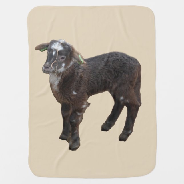 Cute Brown Lamb Baby Blanket (Front)