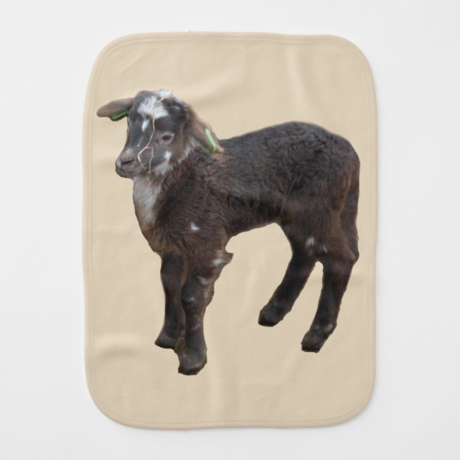 Cute Brown Lamb Burp Cloth (Front)
