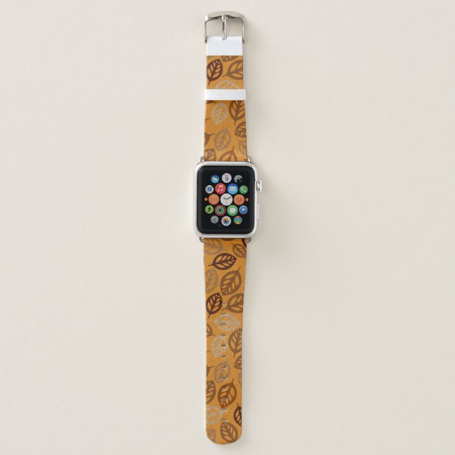 Cute brown leaves pattern apple watch band (Front)