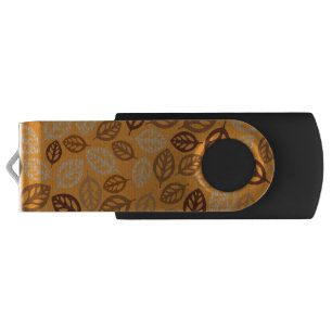 Cute brown leaves pattern flash drive