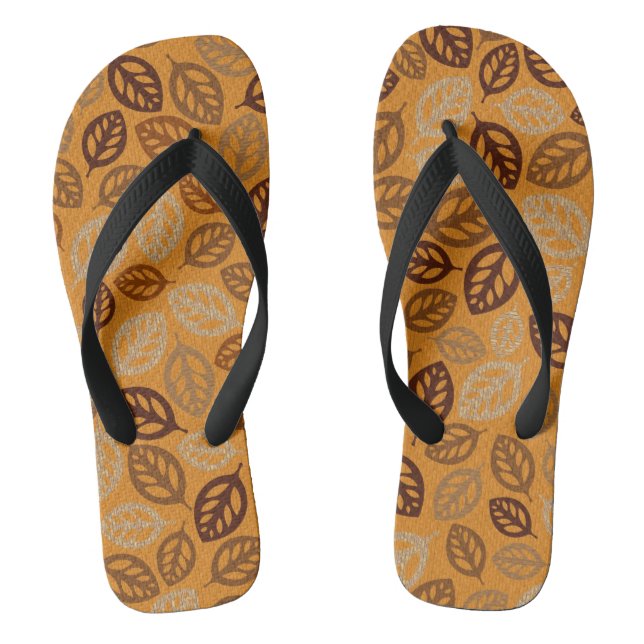 Cute brown leaves pattern flip flops (Footbed)