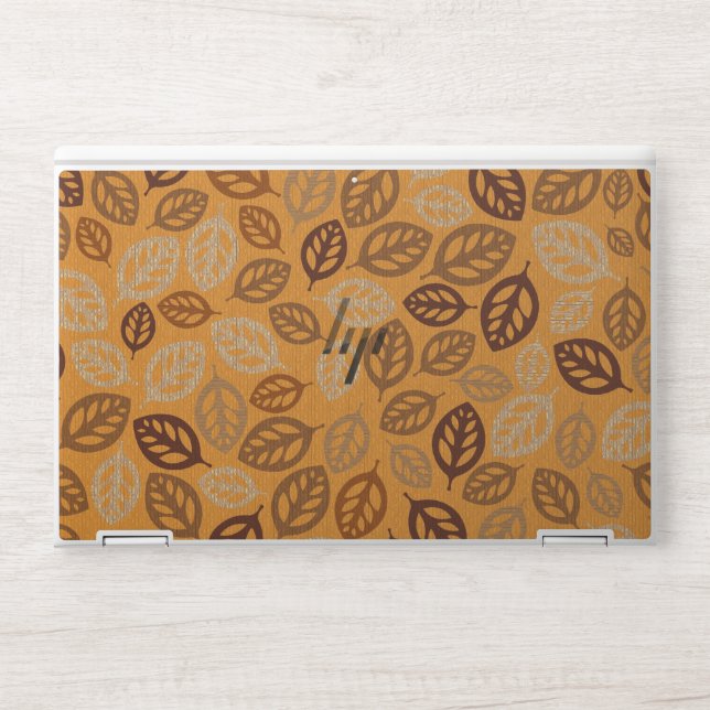 Cute brown leaves pattern HP laptop skin (Front)