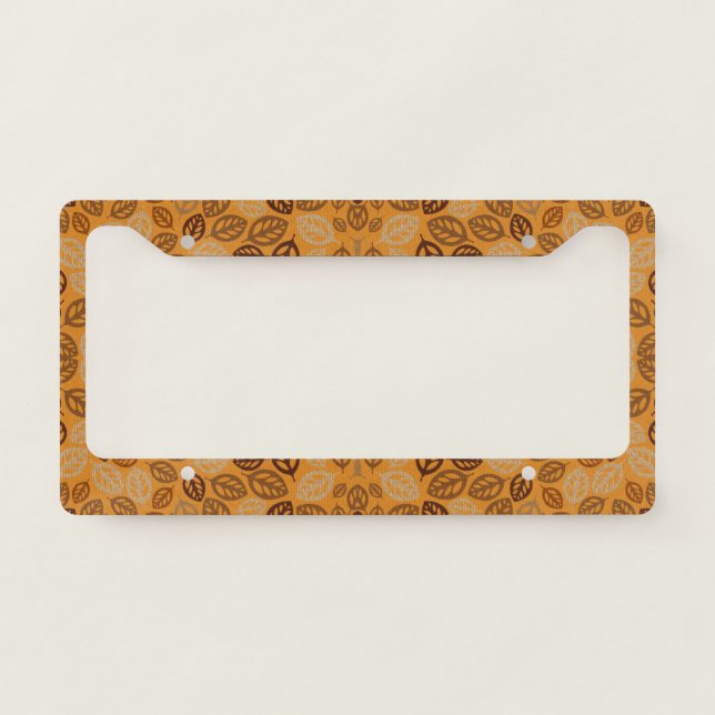 Cute brown leaves pattern license plate frame (Front)