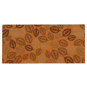 Cute brown leaves pattern wood flash drive