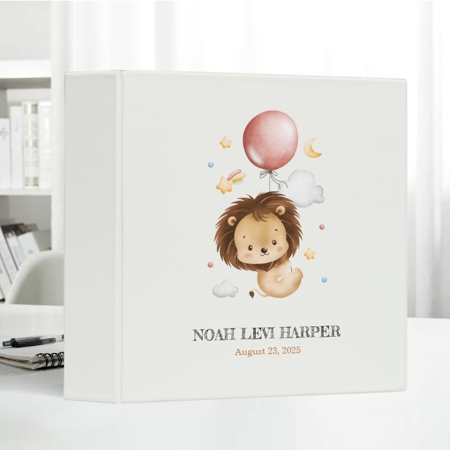 Cute Brown Lion Hot Air Balloon Baby's First Book 3 Ring Binder (Creator Uploaded)