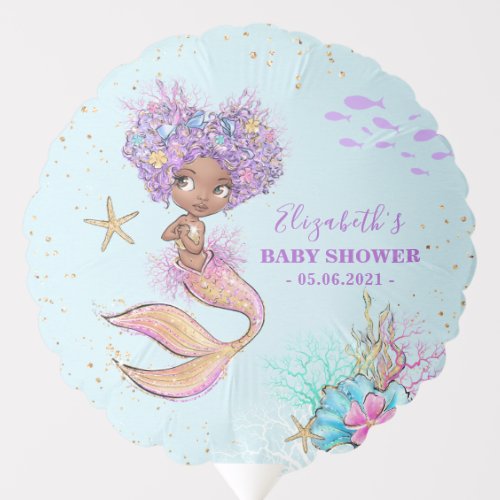 Cute Brown Mermaid Baby Shower Balloon