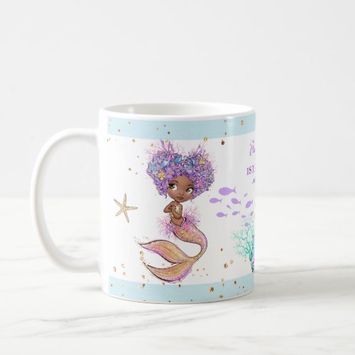 Cute Brown Mermaid Birthday Coffee Mug